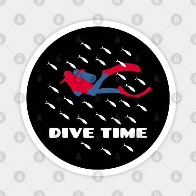 Dive Time Scuba Diver in a School of fish underwater Magnet by YourGoods